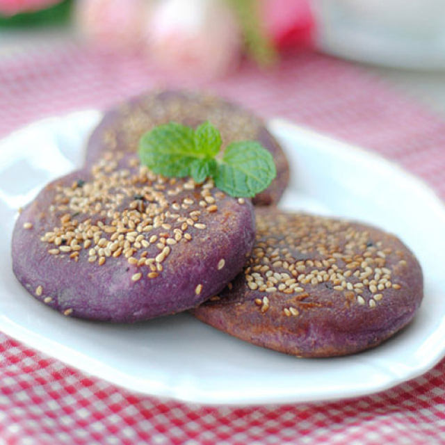 【紫薯奶酪饼】浪漫紫色早餐