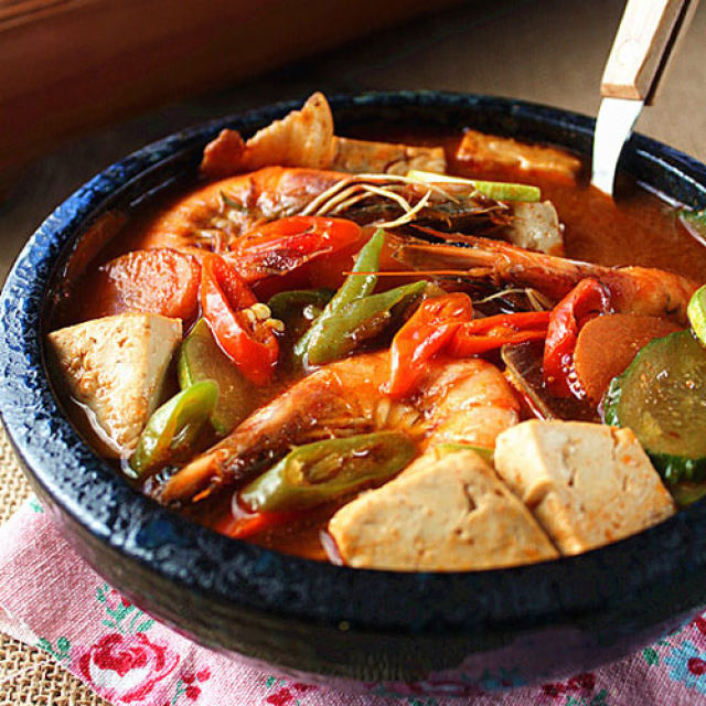 【韩式鲜虾大酱汤】冬季暖胃鲜美的鲜虾韩式汤