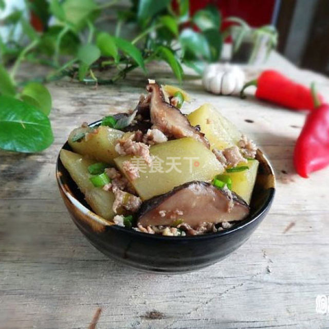 电饭锅版——肉末香菇冬瓜
