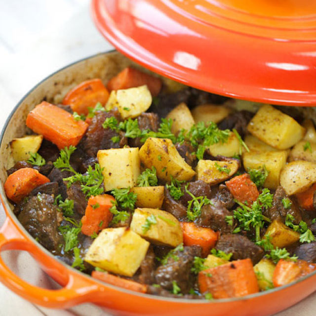 Beef with roasted potato & carrot stew