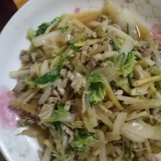 白菜榨菜炒肉片