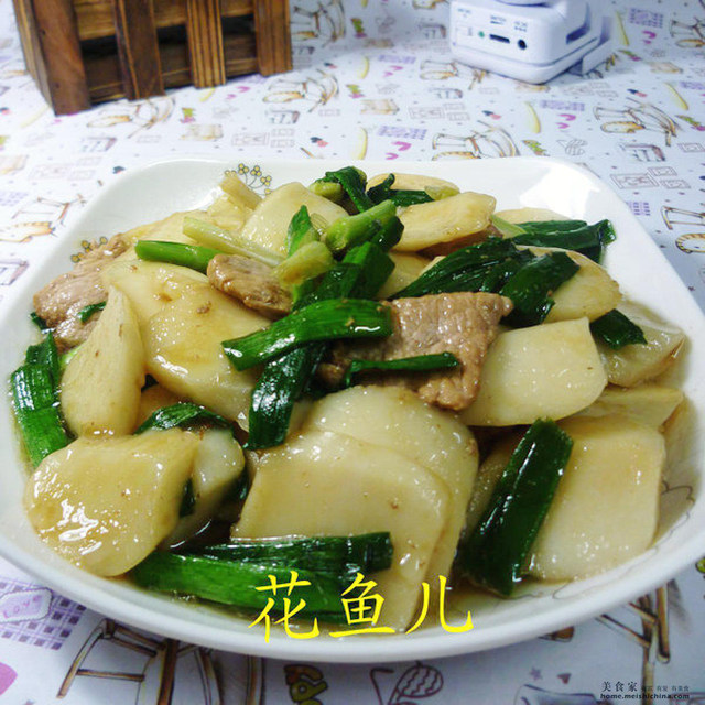 瘦肉大蒜炒年糕