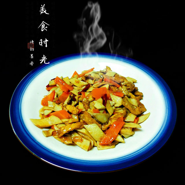 肉炒杏鲍菇胡萝卜片