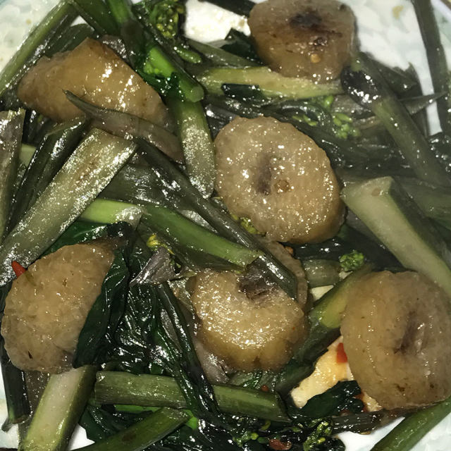 红菜苔炒粽子