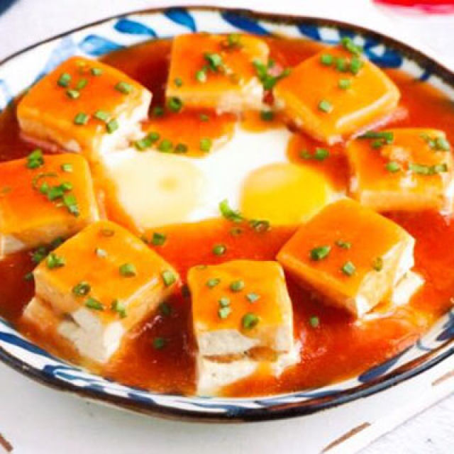 豆腐夹肉蒸蛋