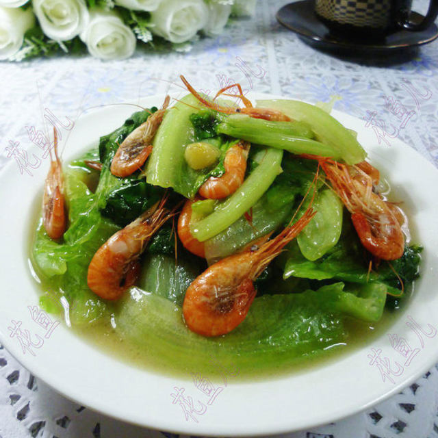 河虾炒生菜