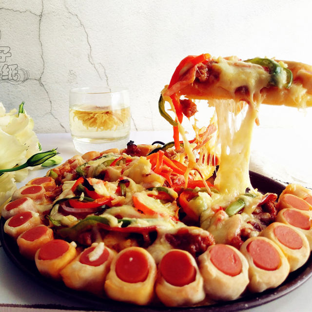免发酵的萨拉米香肠披萨