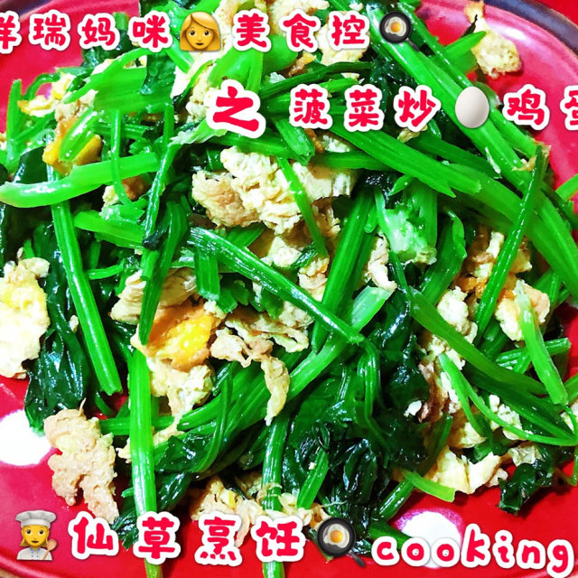 👩‍🍳仙草烹饪🍳cooking👩‍🍳：祥瑞宝贝餐桌之菠菜炒鸡蛋