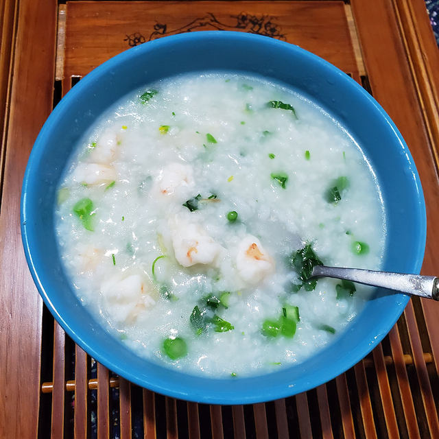 虾仁青菜粥