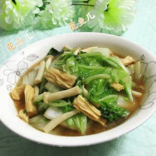 腐竹海鲜菇炒大白菜