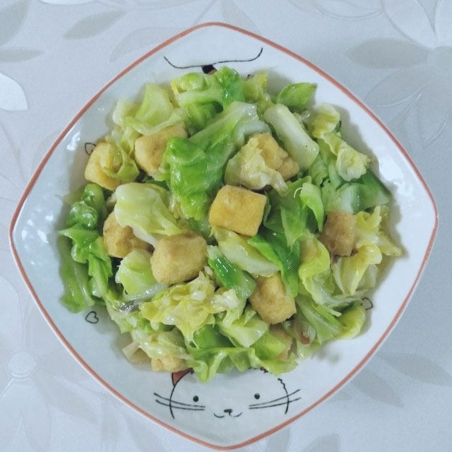 豆腐泡炒甘蓝