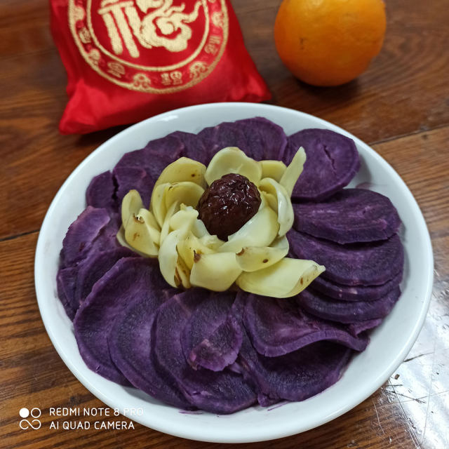 紫薯蒸鲜百合