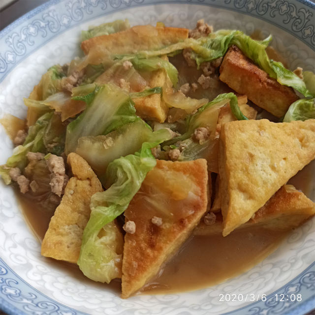 香煎豆腐炒白菜