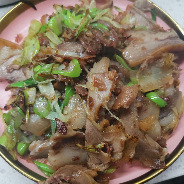 大葱炒猪头肉