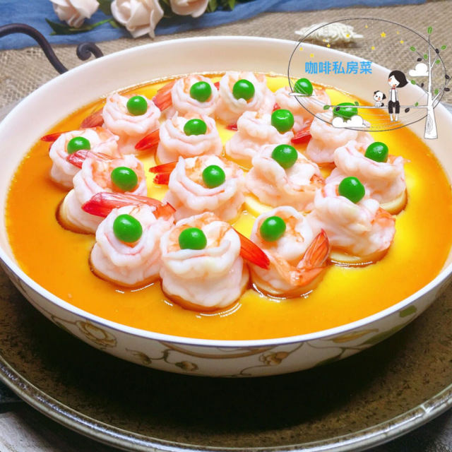 虾仁玉子豆腐蒸水蛋