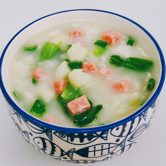 小白菜火腿疙瘩汤