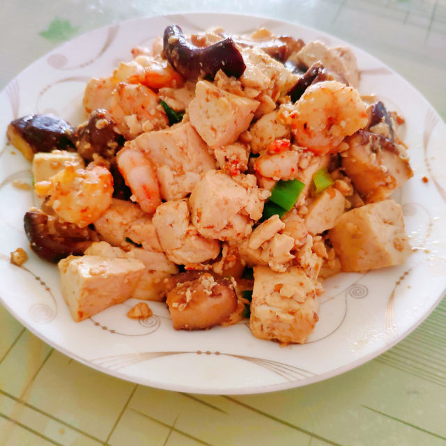 香菇虾仁炒豆腐