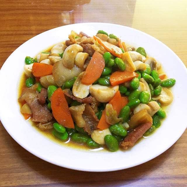 蘑菇毛豆炒肉
