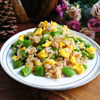 豆角蛋炒飯美樂豬豆角香菇蛋炒飯清水淡竹豆角火腿炒飯逝去的愛情美味