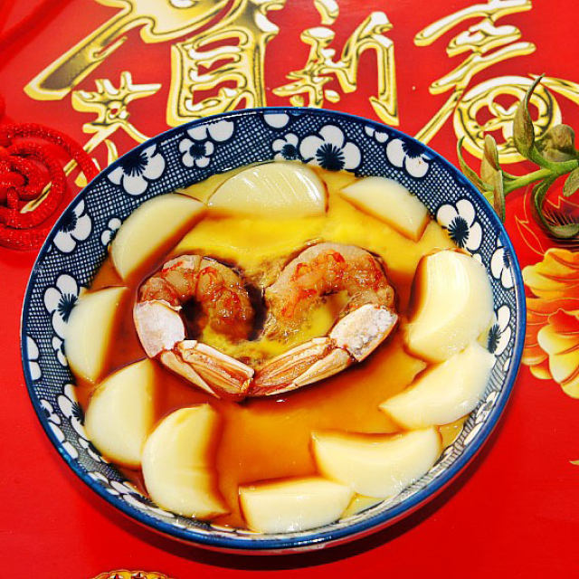 玉子豆腐蒸凤尾虾