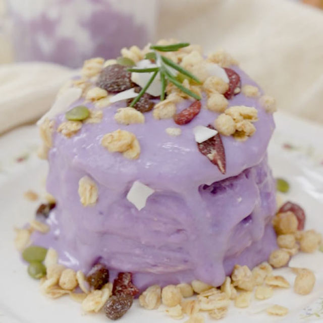 爸爸糖吐司的创意吃法|低脂紫薯芋泥爆浆蛋糕