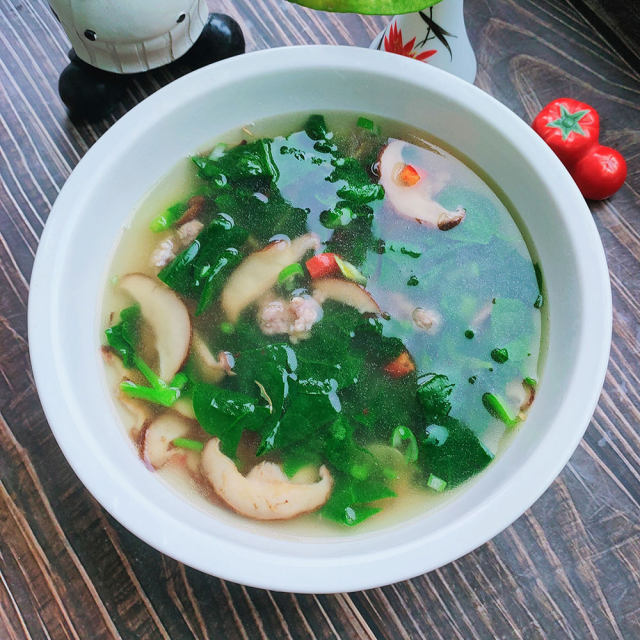 香菇肉末青菜汤