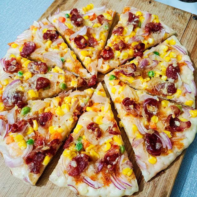 电饼铛版腊肠披萨