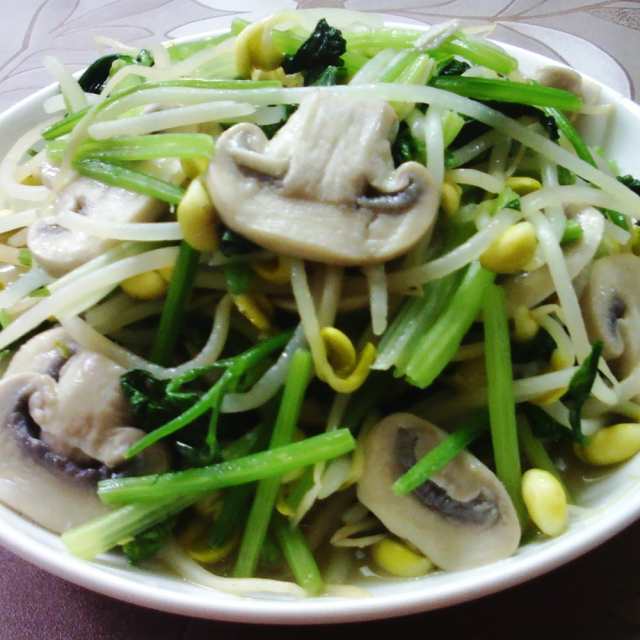芹菜蘑菇炒黄豆芽