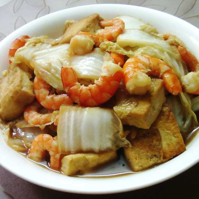 大白菜虾仁烧豆腐
