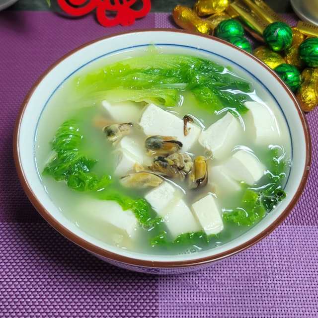 生菜豆腐淡菜汤