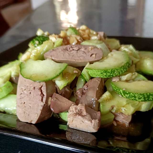 Cucumber mixed with chicken liver