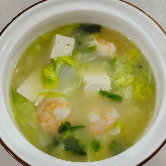 虾仁白菜豆腐汤